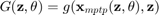$$G(\mathbf{z},\theta)=g(\mathbf{x}_{mptp}(\mathbf{z},\theta),\mathbf{z})$$