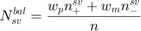 $$N_{sv}^{bal}=\frac{w_pn_+^{sv}+w_mn_-^{sv}}{n}$$